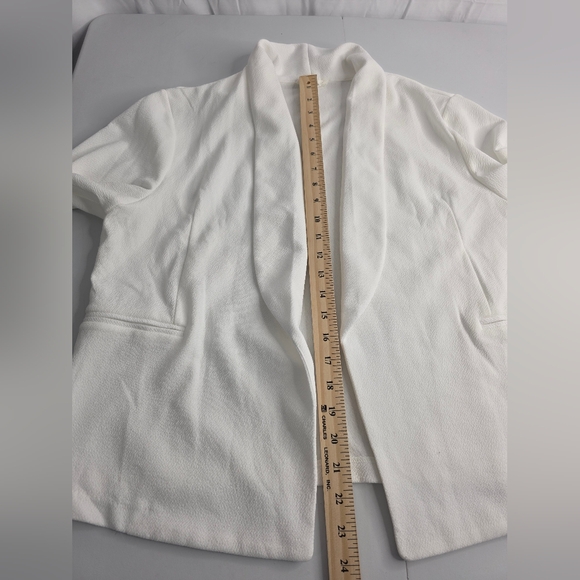 Maurices 2X Open White Blazer Ruched Sleeves Cj-3221 - Picture 7 of 11